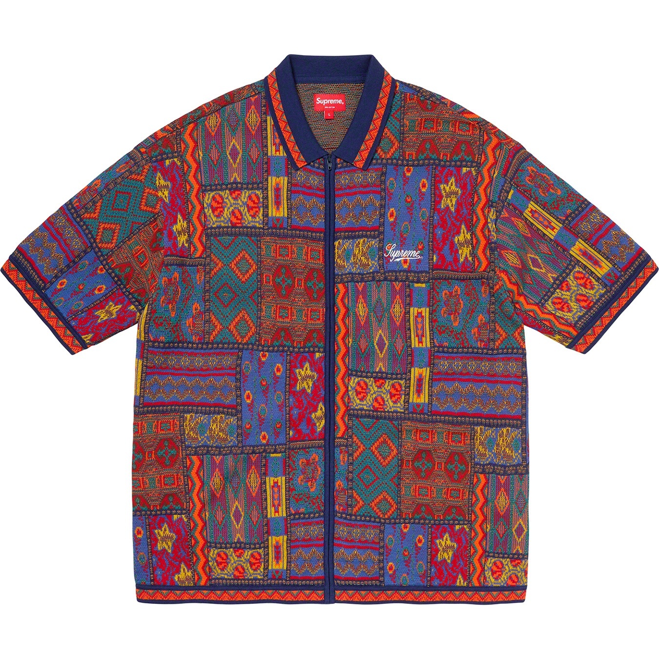 Patchwork Knit Zip Up Polo view 3